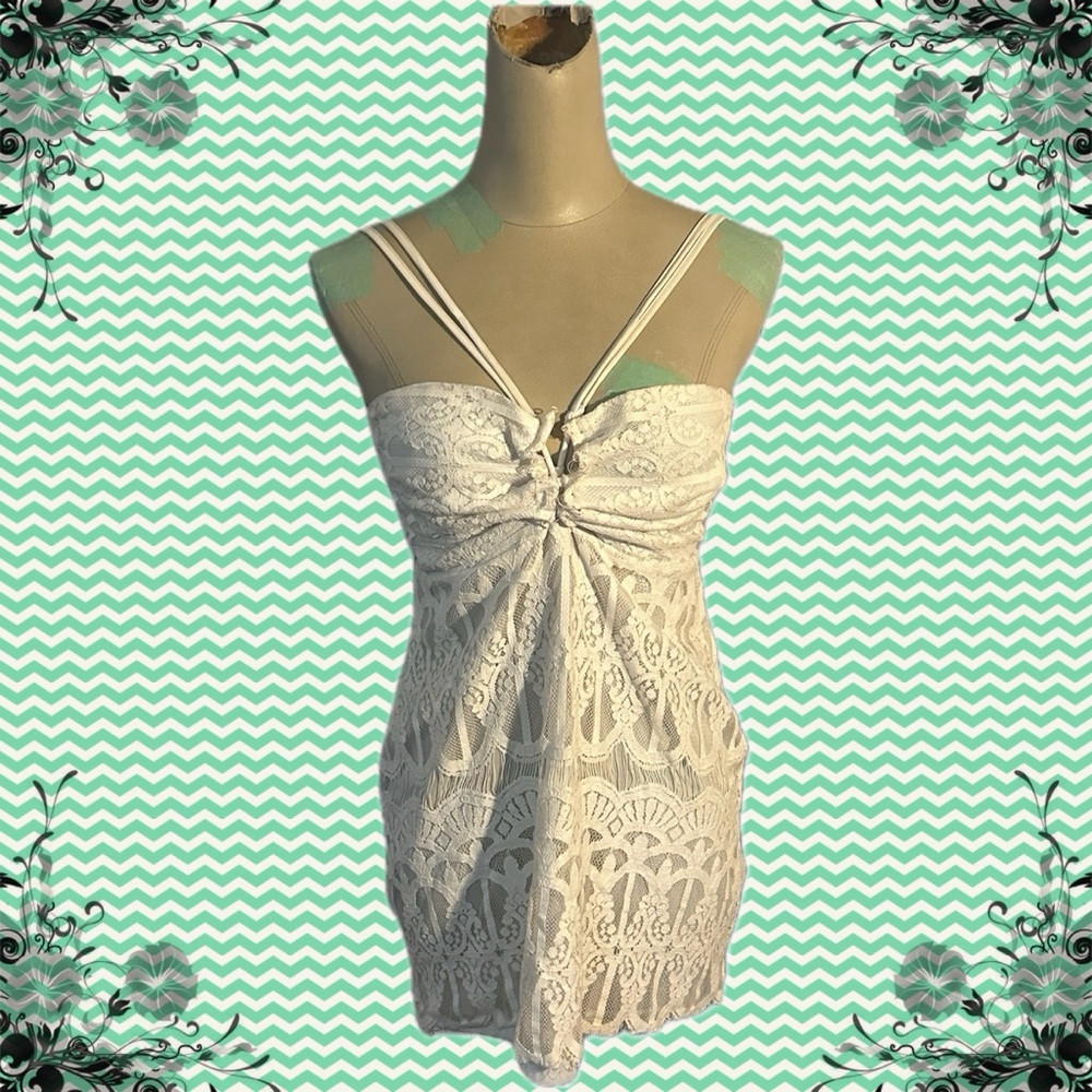 White Lace Mini Dress by Noble Ü